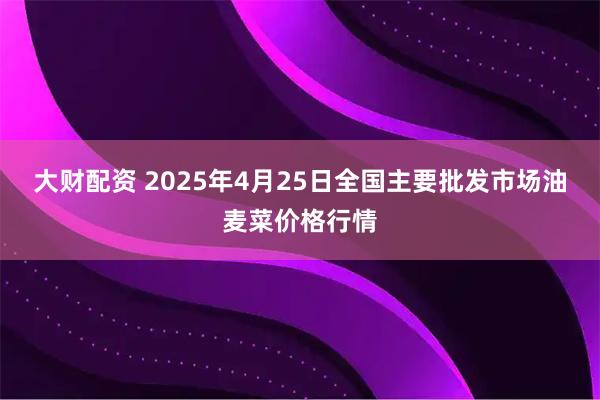 大财配资 2025年4月25日全国主要批发市场油麦菜价格行情